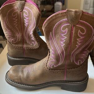 Ariat Brown and Pink Western Boots